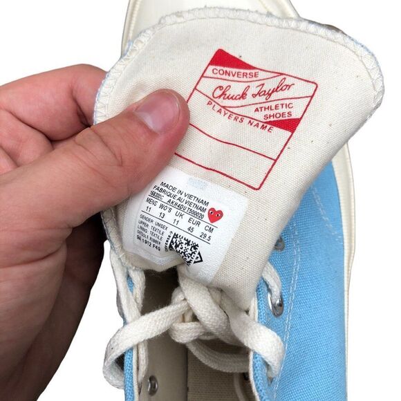 LIMITED Edition CDG Converse X Comme Des Garcons Play Bright Blue Size 11 - Picture 10 of 15